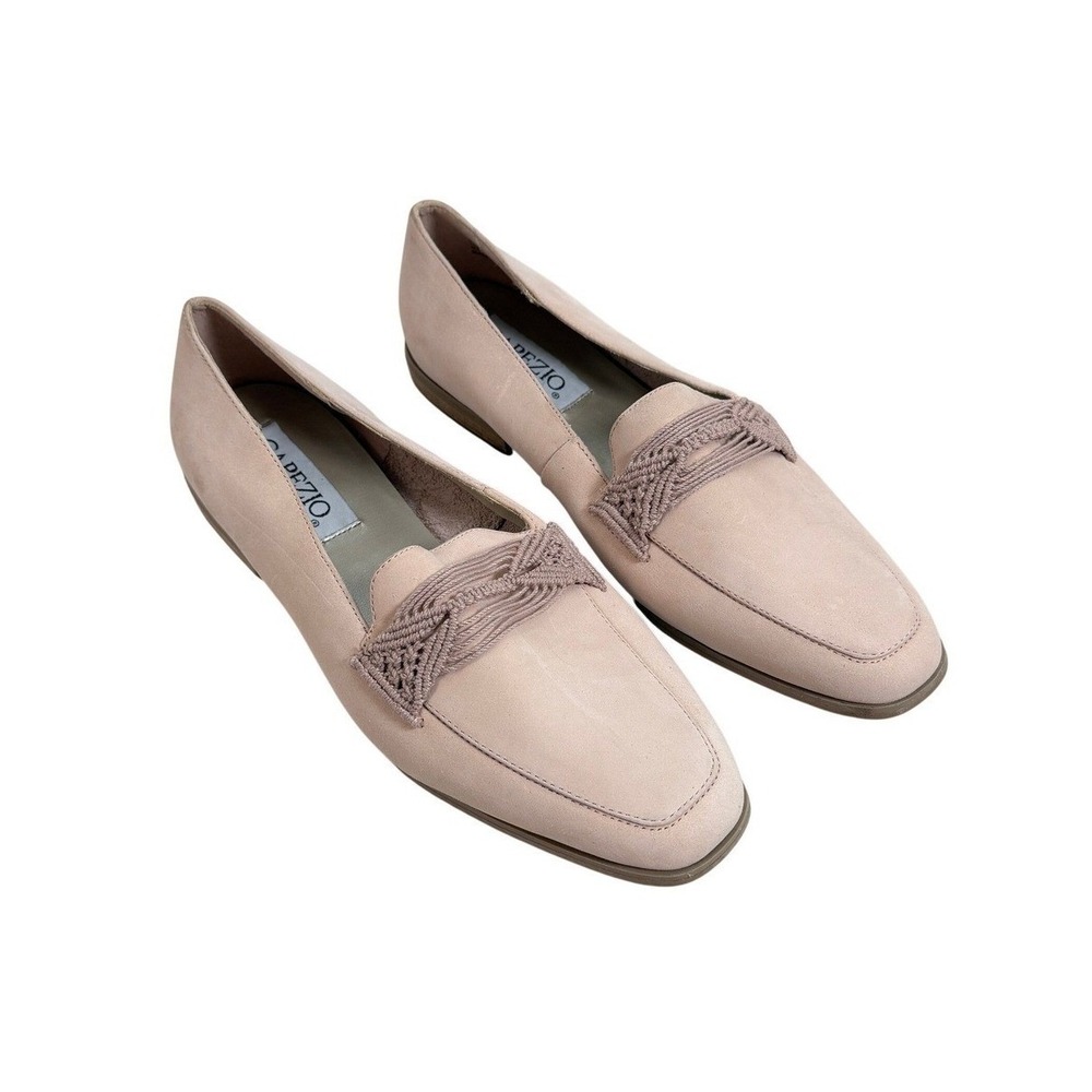 Capezio Dianne Blush Pink Leather Square Toe Macrame Loafers 9 M